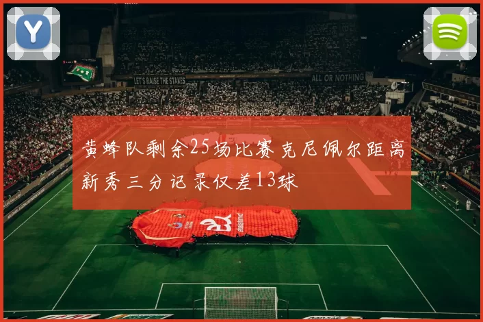 黄蜂队剩余25场比赛克尼佩尔距离新秀三分记录仅差13球